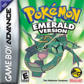 Pokemon Emerald box art featuring Rayqauza