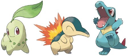 Chikorita, Cyndaquil and Totodile