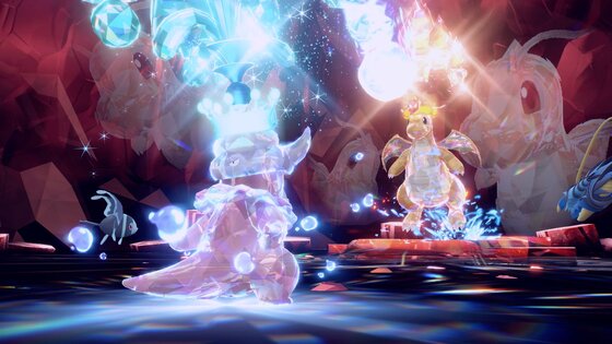 Tera Raid Battle against Fire-type Dragonite