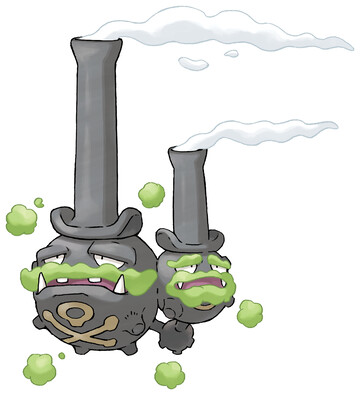 Galarian Weezing artwork by Ken Sugimori